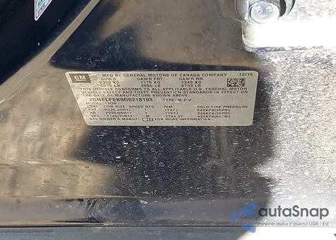 2016 Chevrolet Equinox Lt z USA, uszkodzony, nr VIN 2GNFLFEK8G6218193